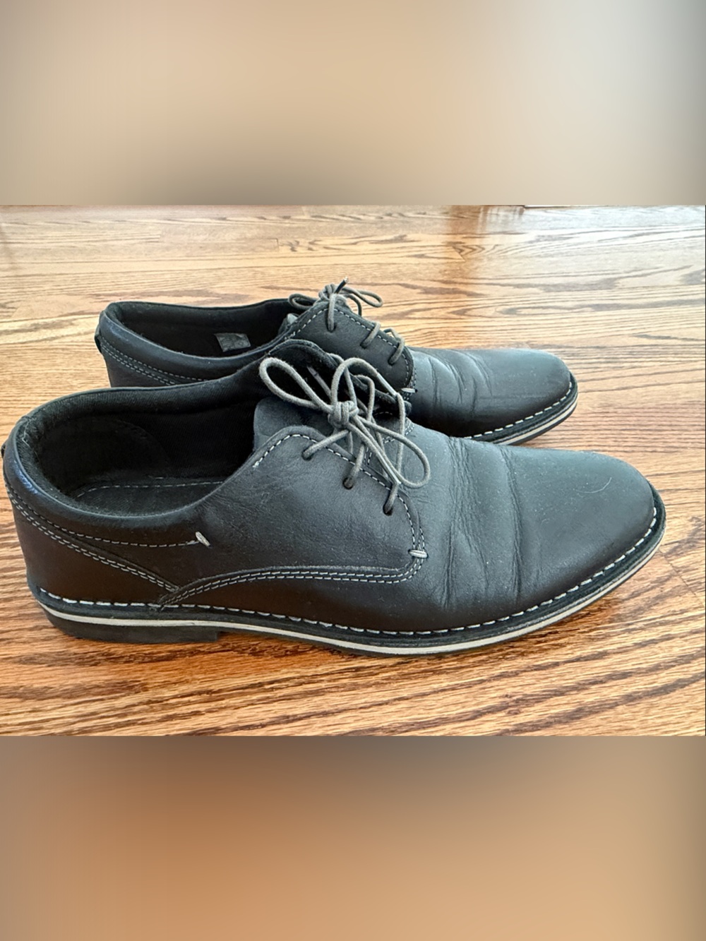 Steve Madden Black Leather Derby Lace-Up Shoes